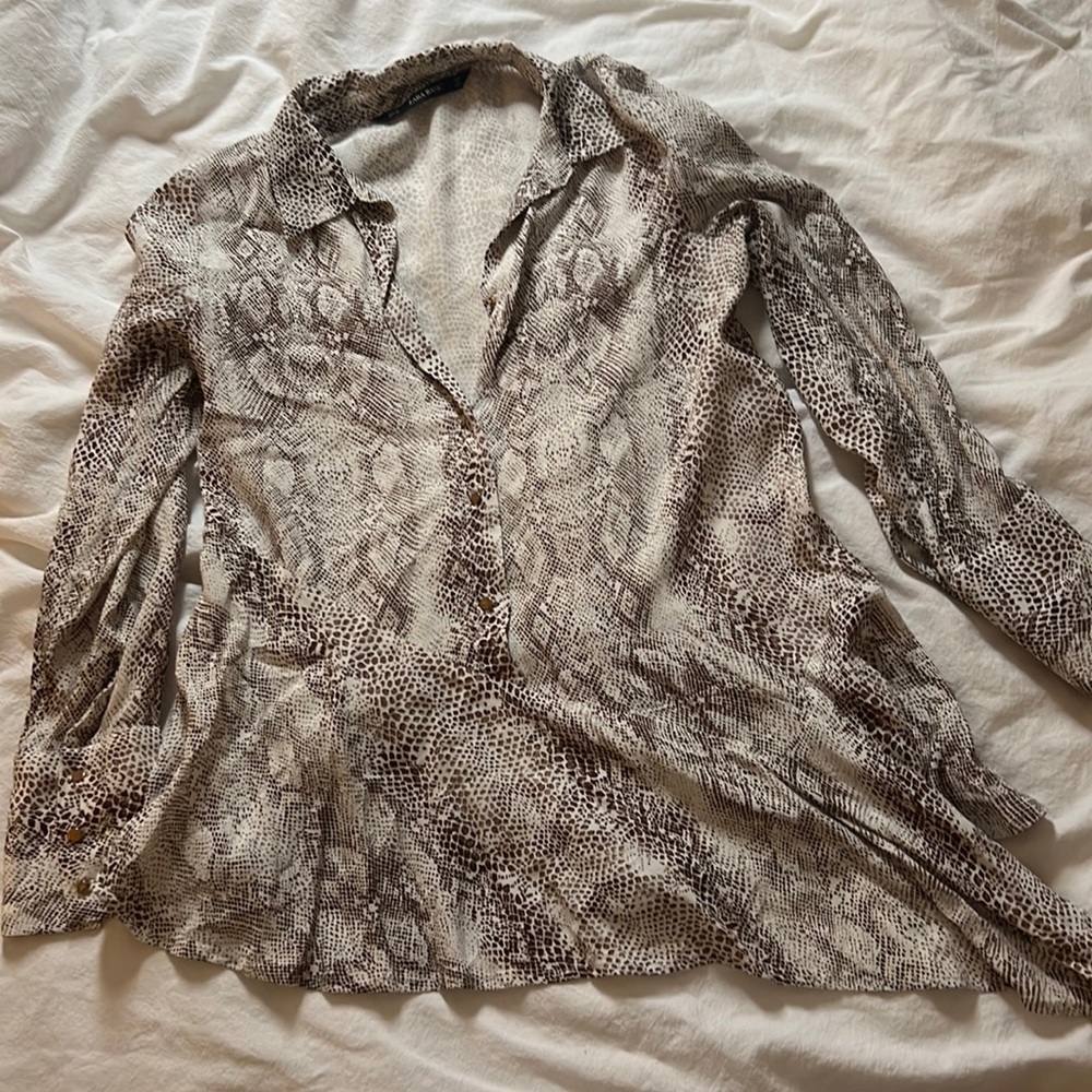 Zara Snake Print Top Blouse Size XS